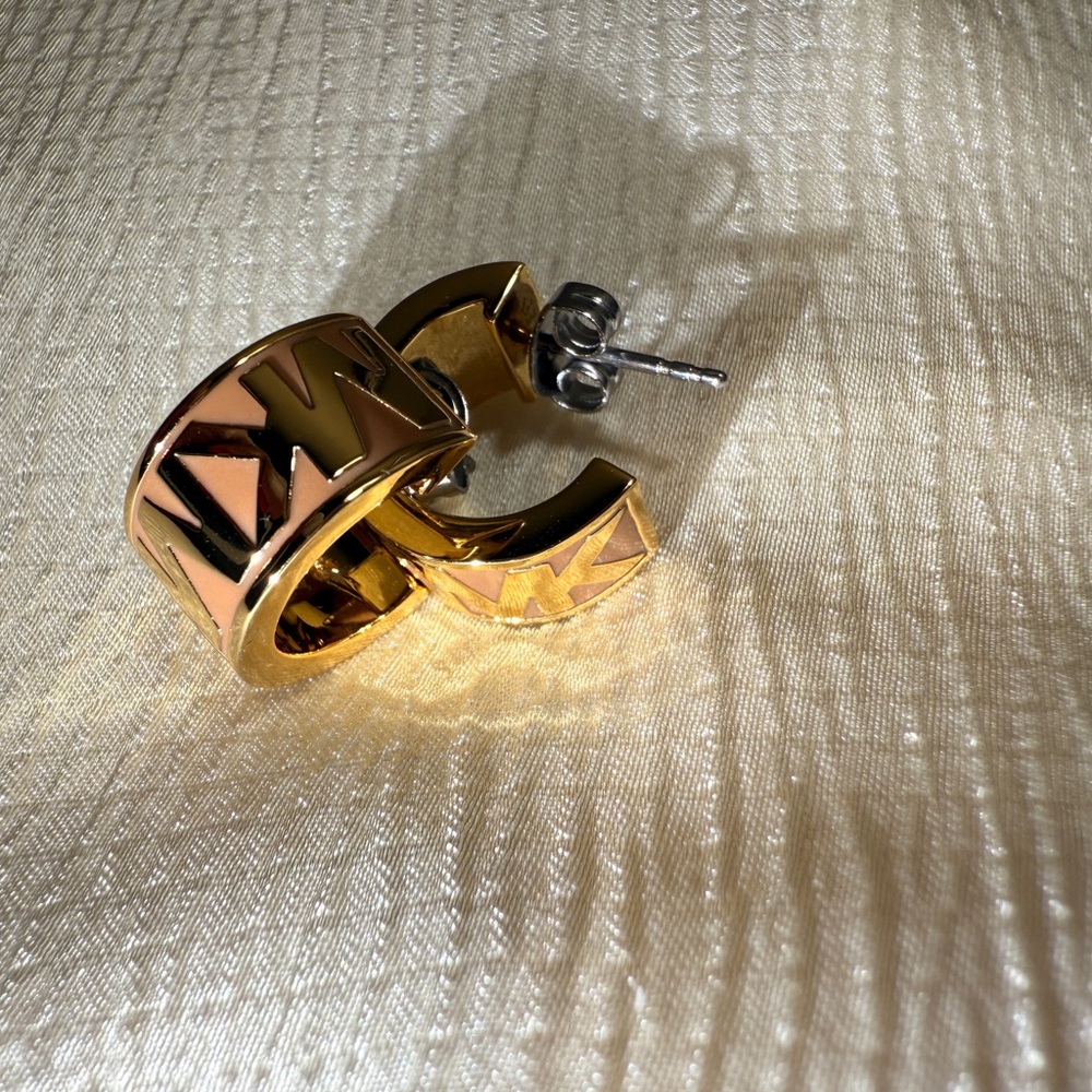 Gold Michael Kors Men's Hoop Earrings - Picture 9 of 16